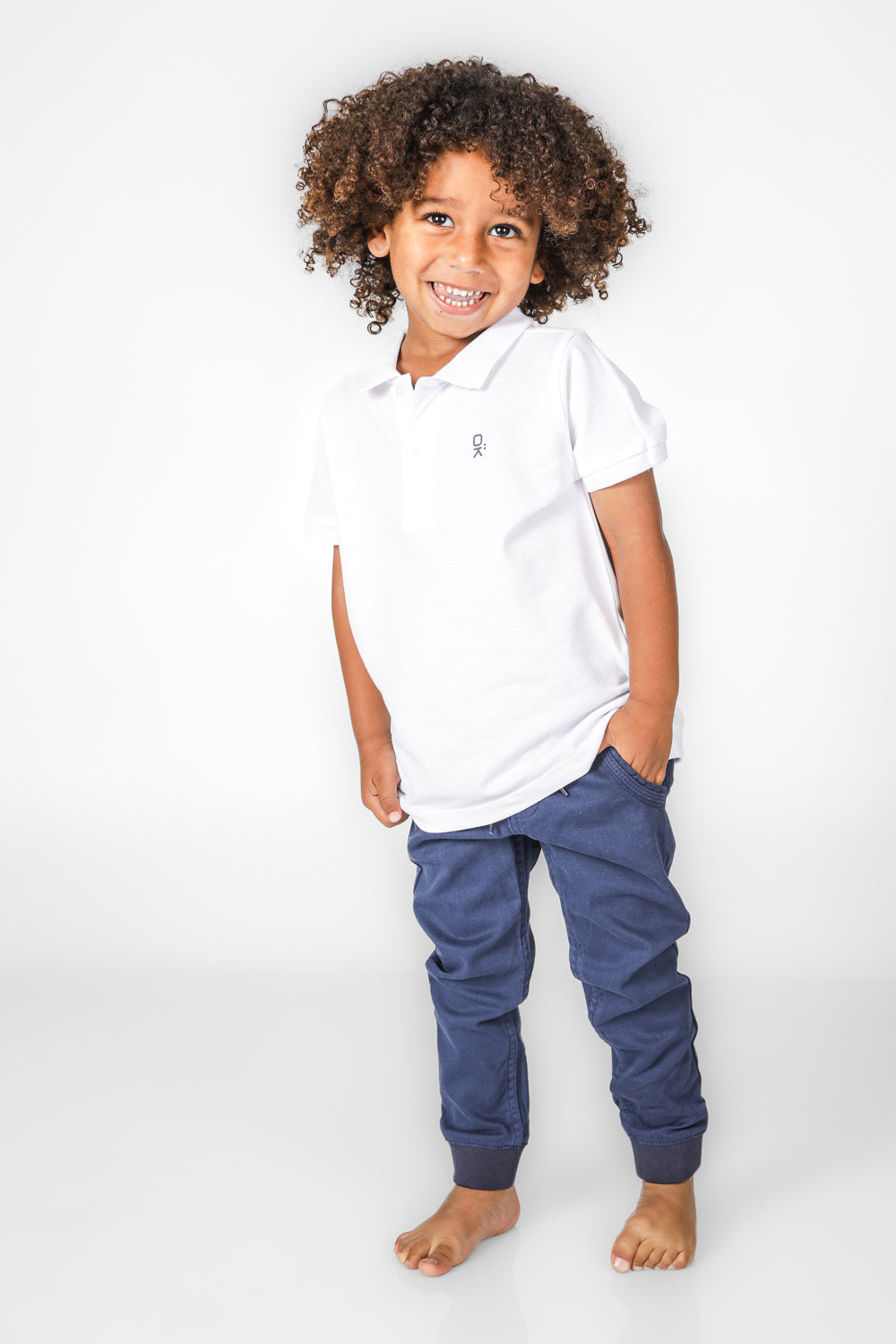 חולצת פולו ילדים לבנה