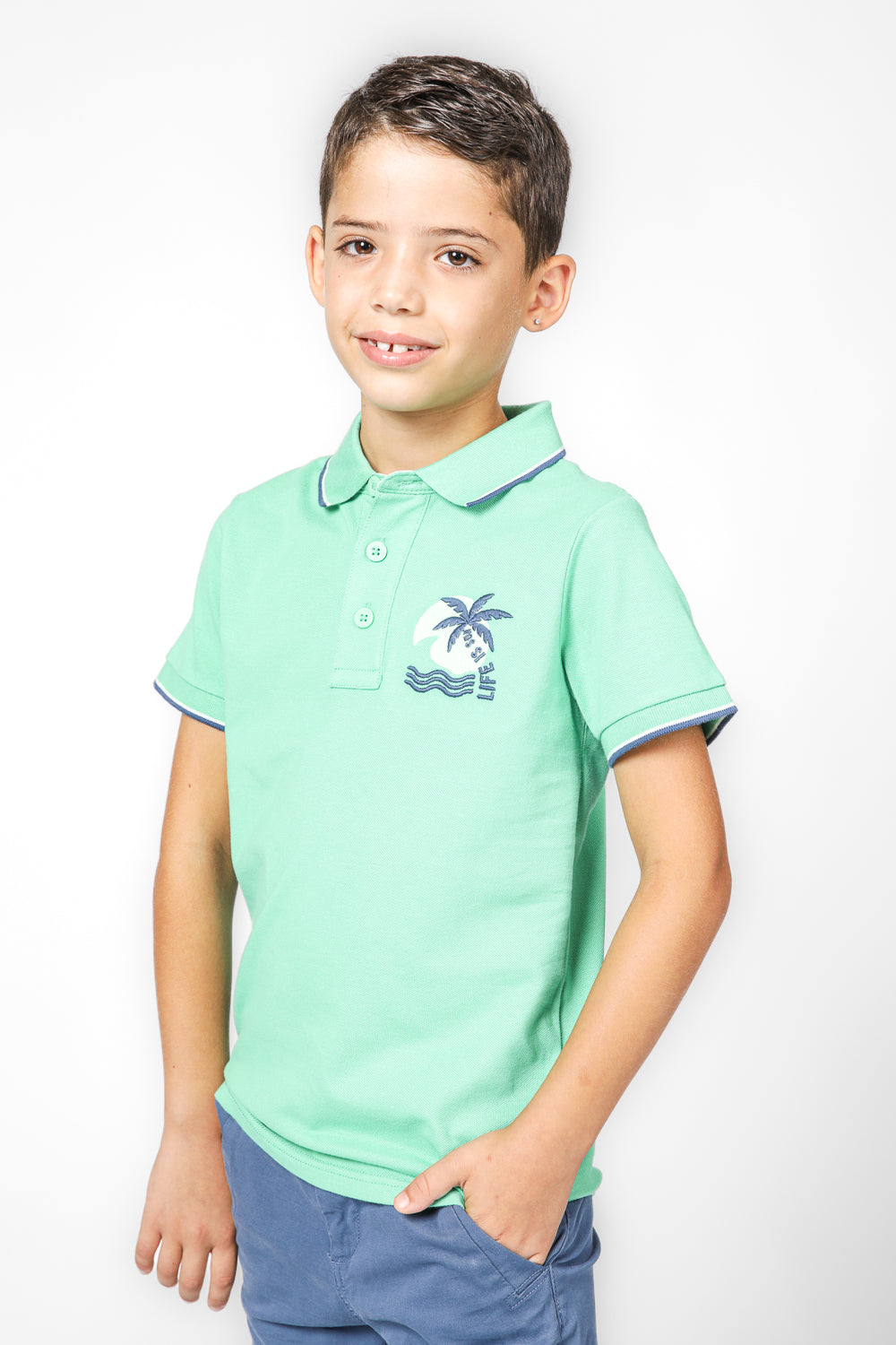חולצת פולו לילדים בצבע ירוק