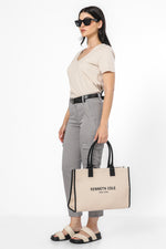 טישירט ניקי צווארון קונטרסטי בצבע בז'