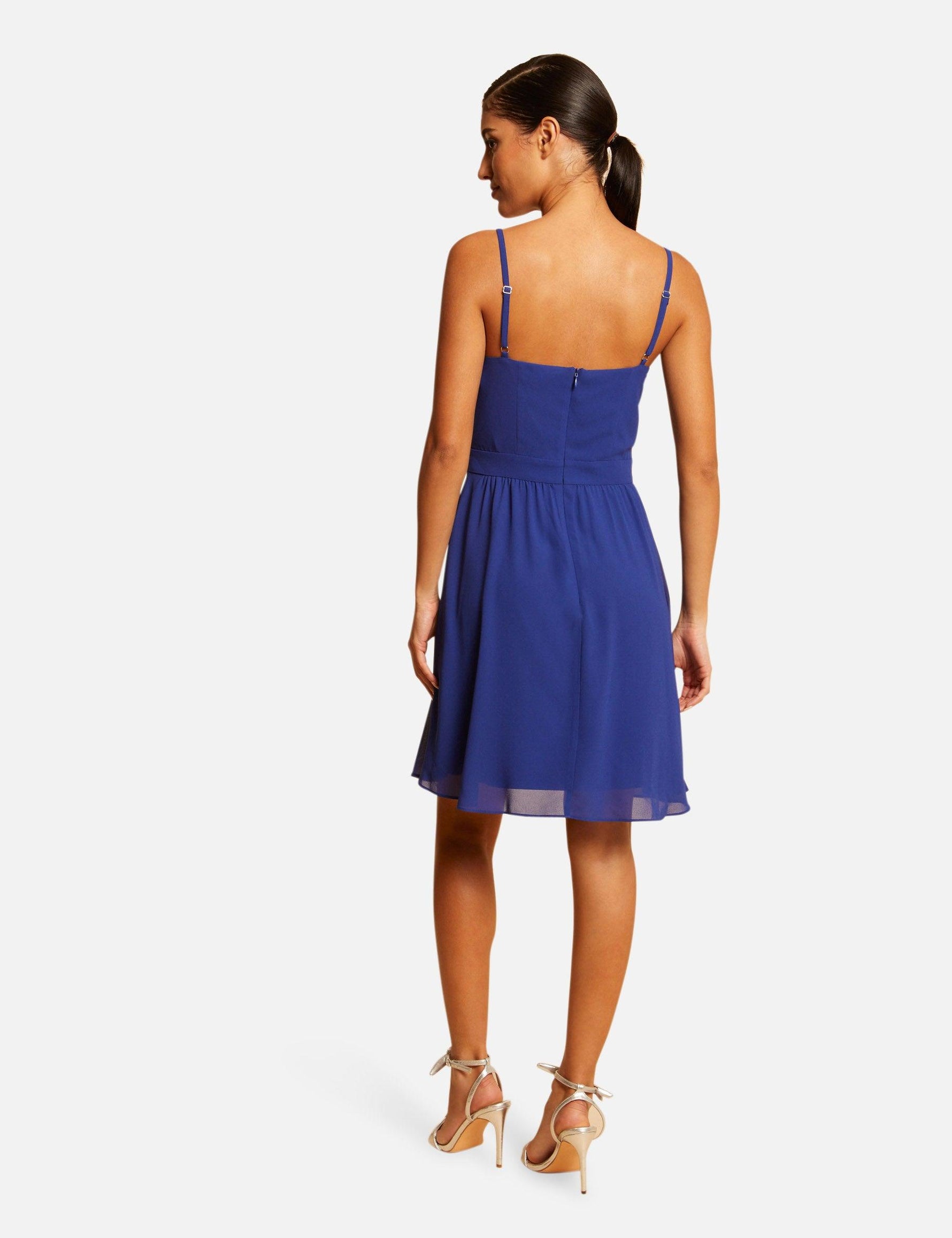 שמלת מיני מעטפת בצבע כחול - MASHBIR//365