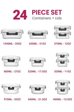 סט קופסאות זכוכית 24 חלקים