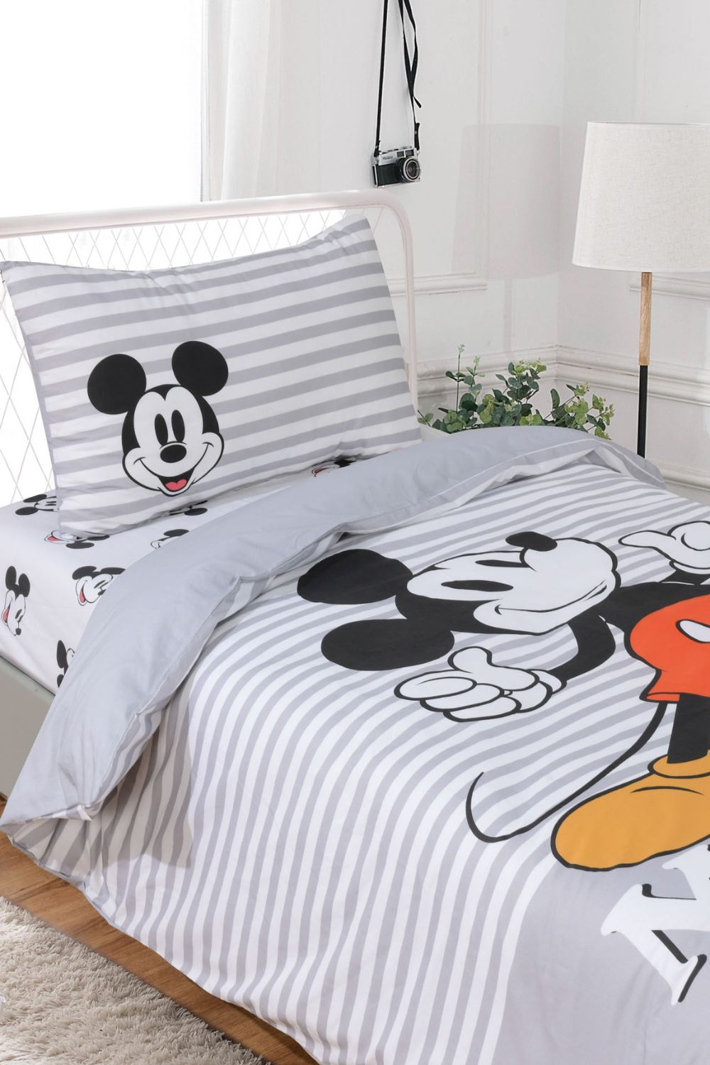 סט מצעים מיטה וחצי 120/200 ס"מ MICKEY grey | דיסני