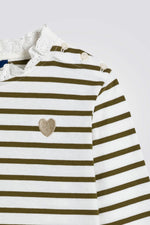 טישירט פסים ארוכה בשילוב תחרה | אוקיידי