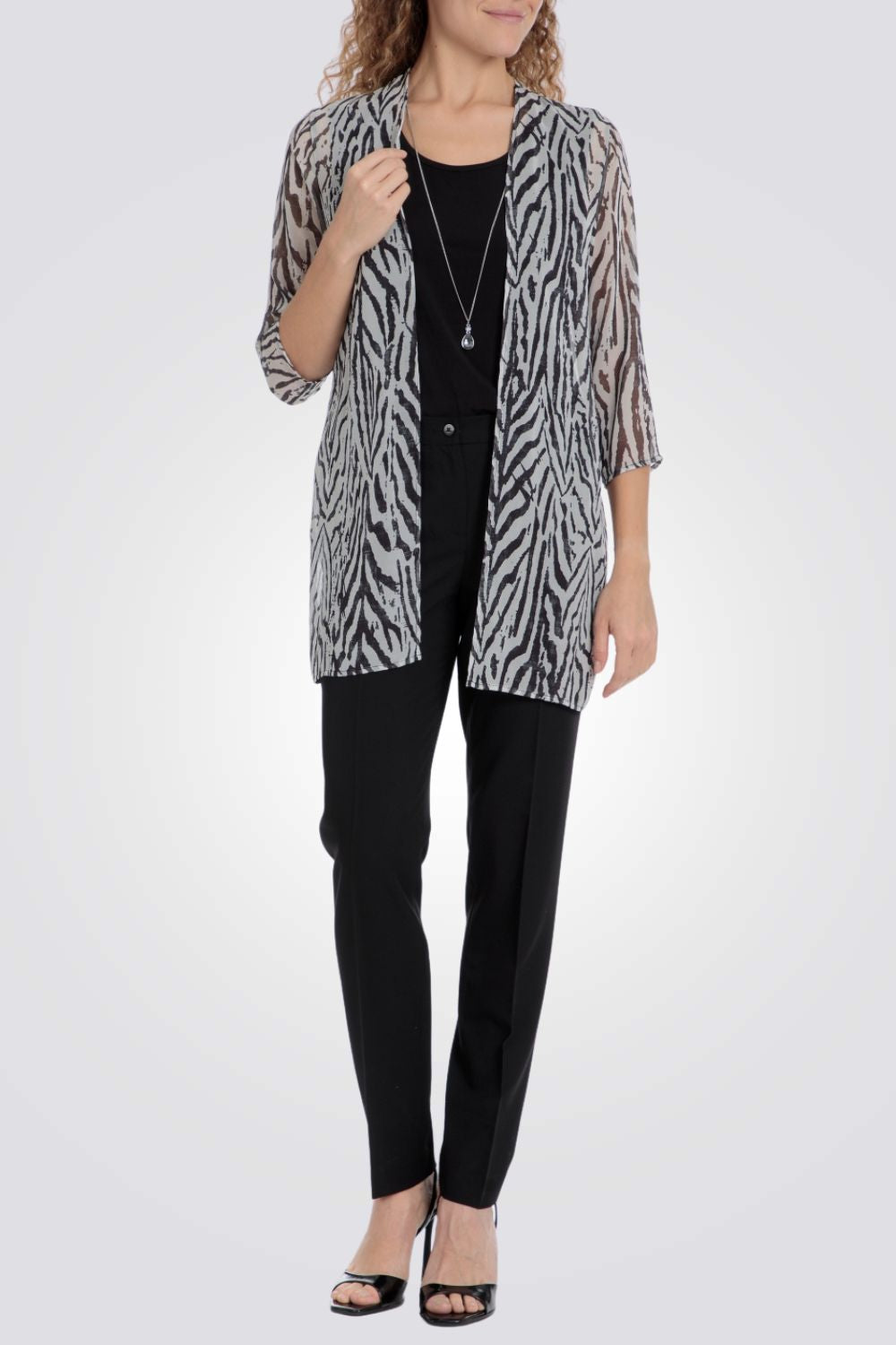 עליונית לנשים הדפס זברה עם שרשרת תואמת 