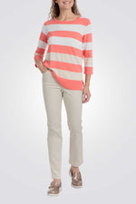 סריג שרוולי 3/4 הדפס פסים