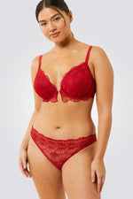 חזיית טול מעוטרת רקמה בריפוד קל OMBRELLE אדומה