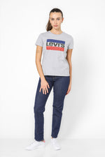 טישירט בצבע אפור הדפס לוגו בחזית