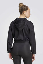 סווטשירט עם קפוצ'ון לנשים בצבע שחור
