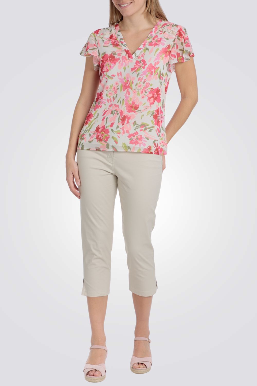 טישירט לנשים הדפס פרחוני