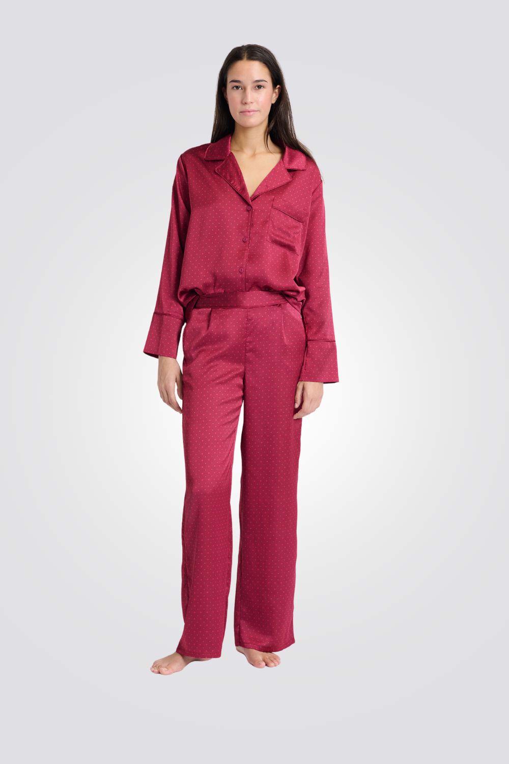 מכנסי פיג’מה סאטן עם הדפס IRREELLE לנשים | איתם