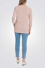 סריג שרוולי שלושת רבעי בצבע ורוד