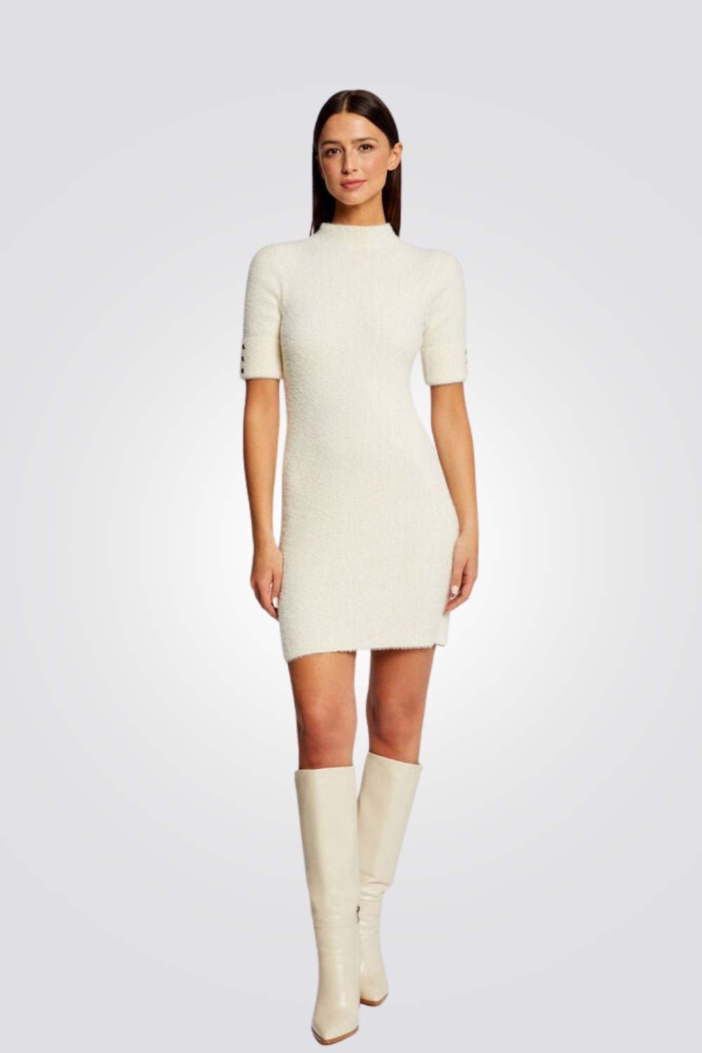 שמלת סוודר עם שרוולים קצרים לנשים | מורגן 
