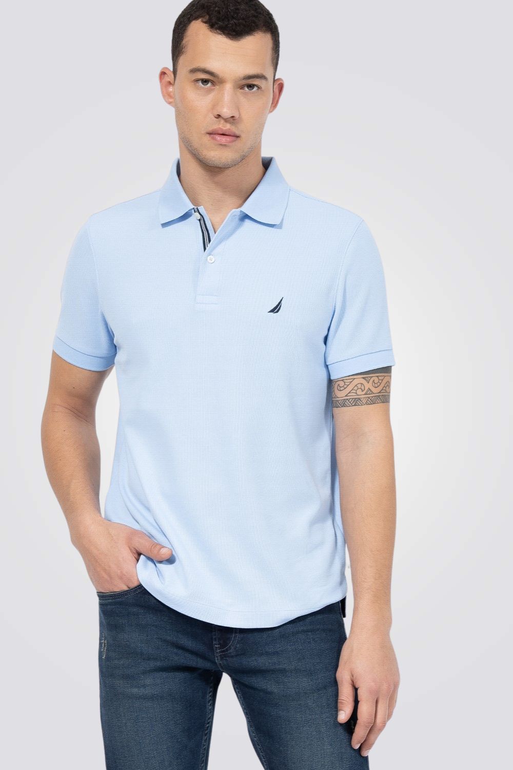 פולו SLIM FIT מנדף זיעה תכלת 