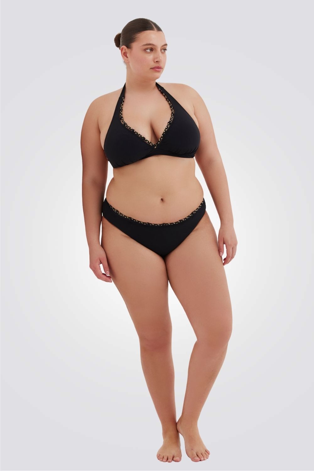 חזיית בקיני מחשוף V שחורה