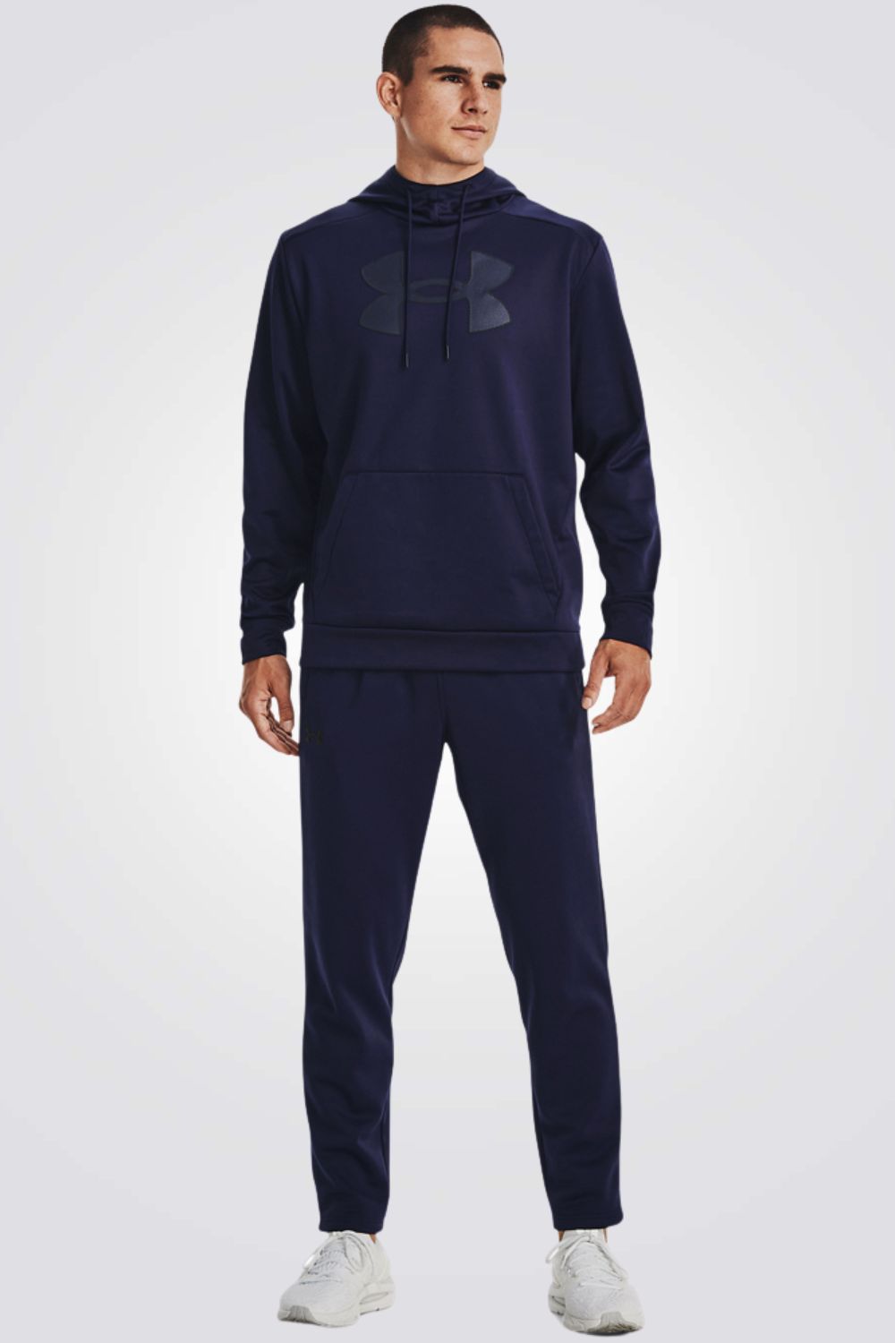 סווטשירט קפוצ'ון FLEECE בצבע נייבי