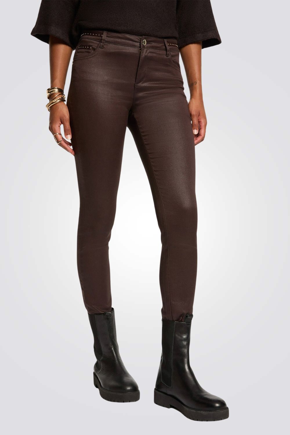 מכנסיים צמודים בגימור דמוי עור מחוספס | מורגן