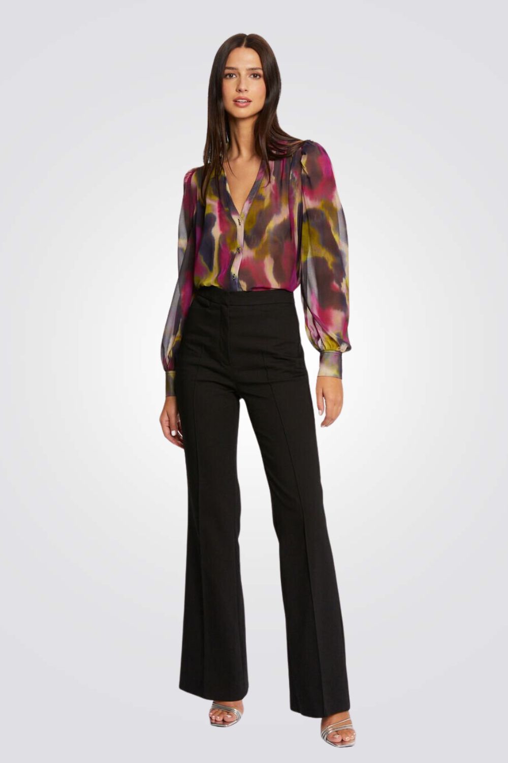 מכנסיים מחויטים פדלפון בצבע שחור