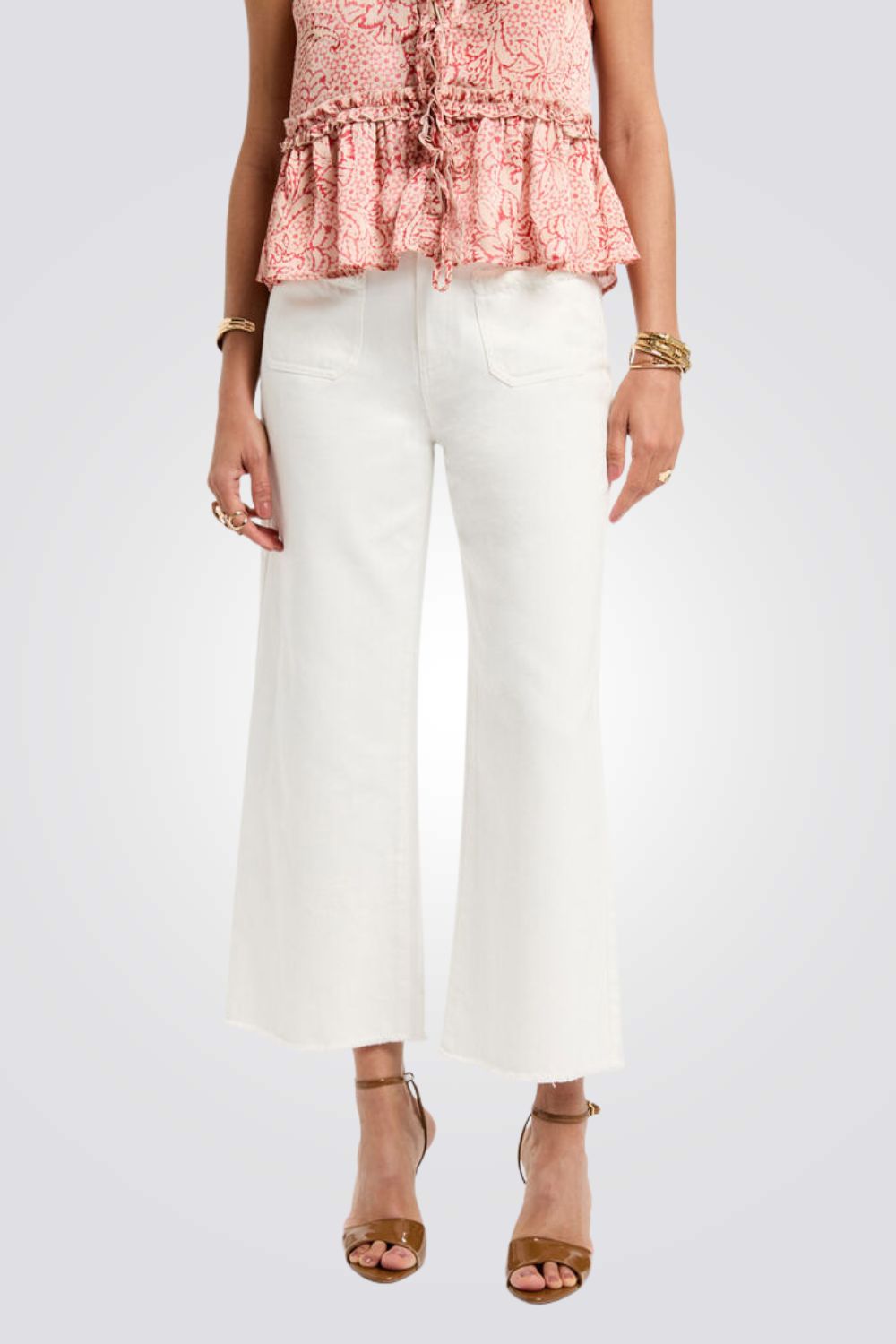 מכנסי ג'ינס לנשים בצבע לבן