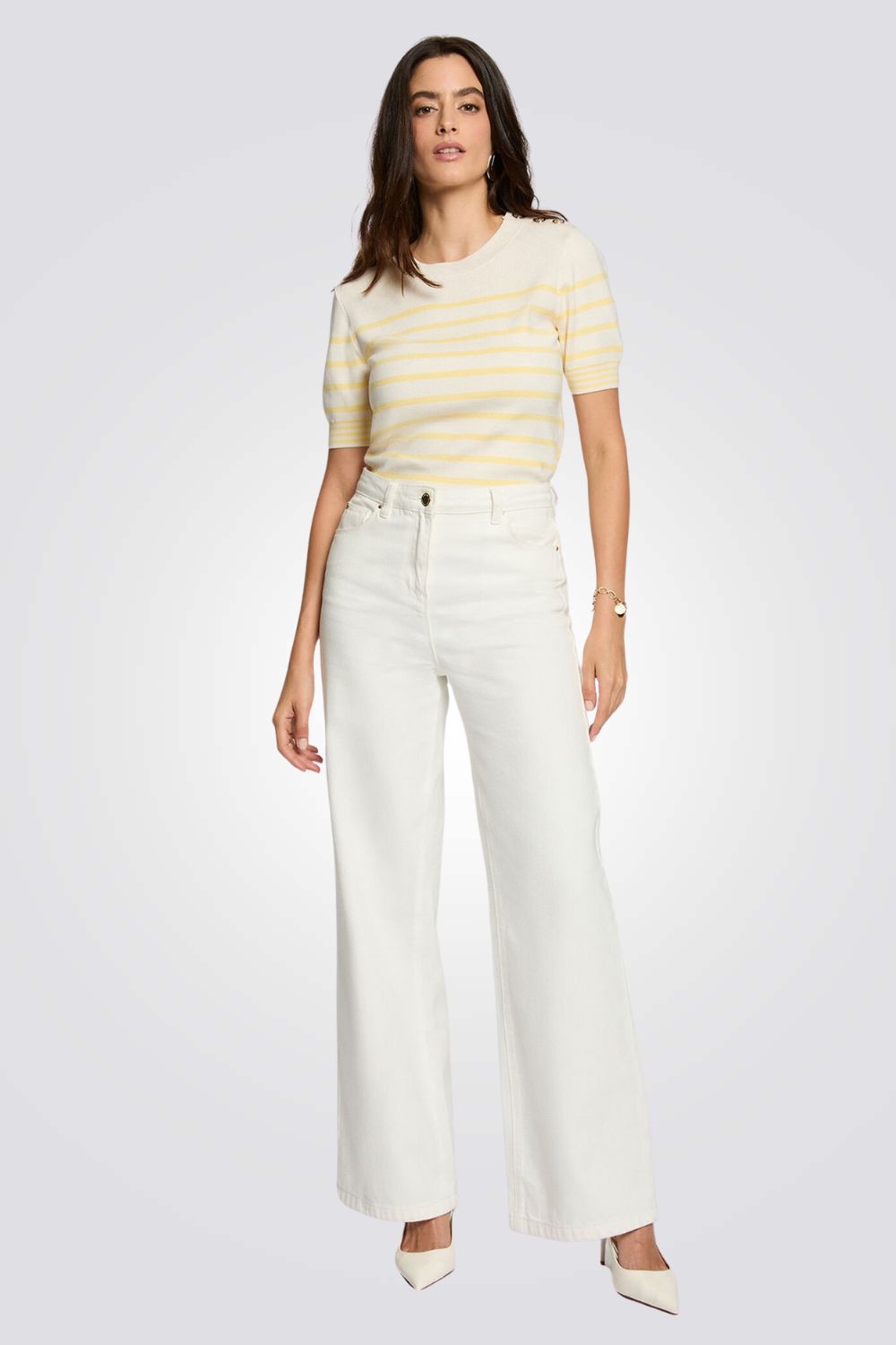 חולצת סריג עם שרוולים קצרים | מורגן