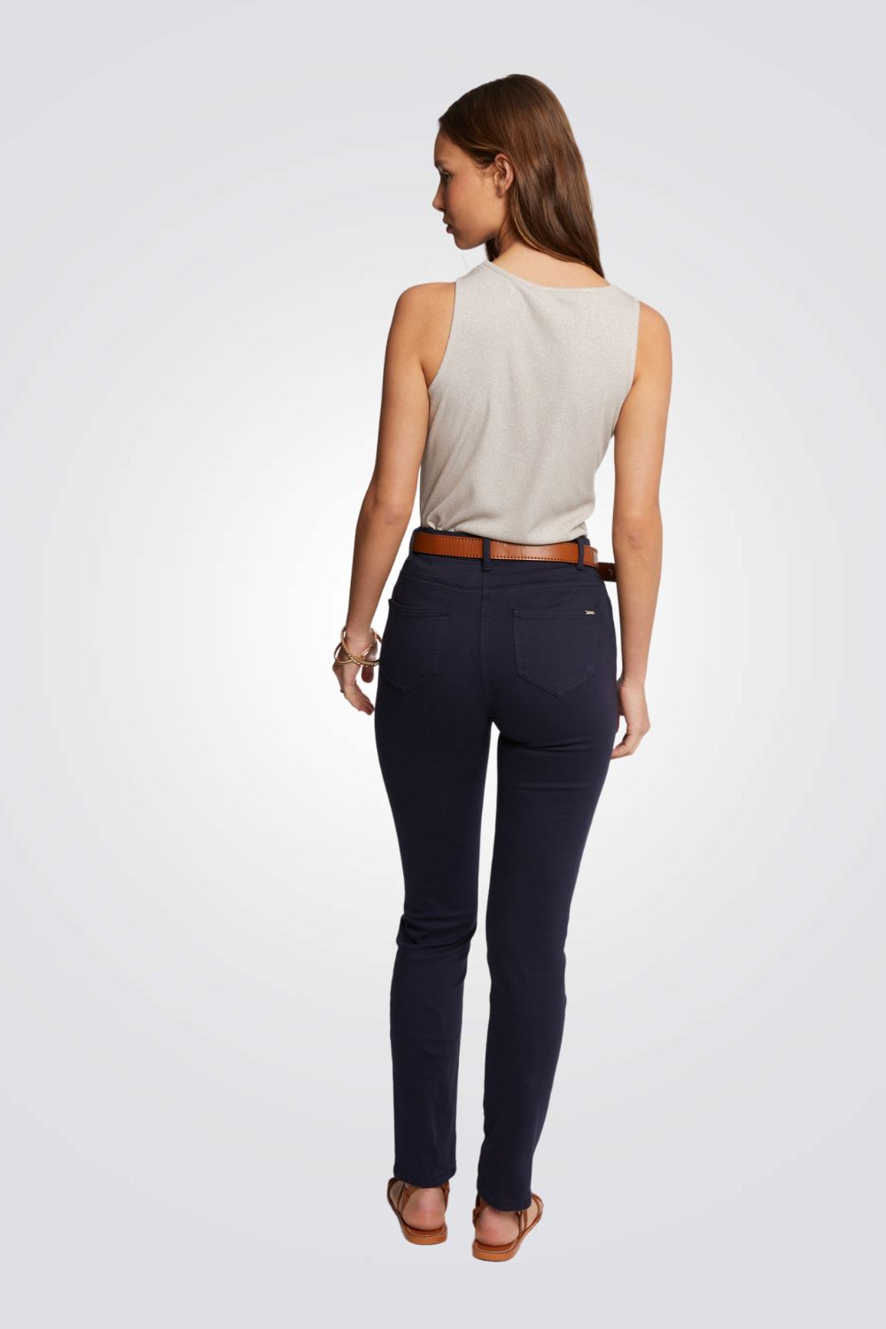 מכנסיים ארוכים סקיני בצבע נייבי