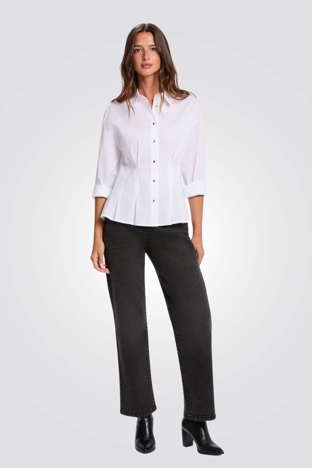 חולצה מכופתרת בגזרה צמודה | מורגן 