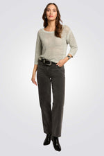 חולצה סריגה פתוחה בצבע ירוק זית