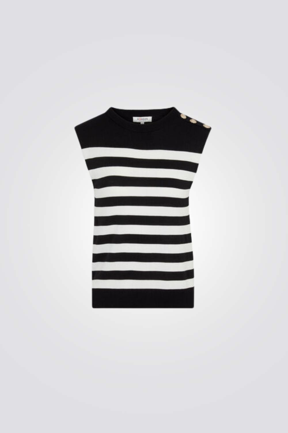 חולצת סריג קצרה לנשים עם פסים| מורגן