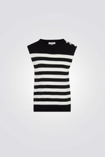 חולצת סריג קצרה לנשים עם פסים| מורגן