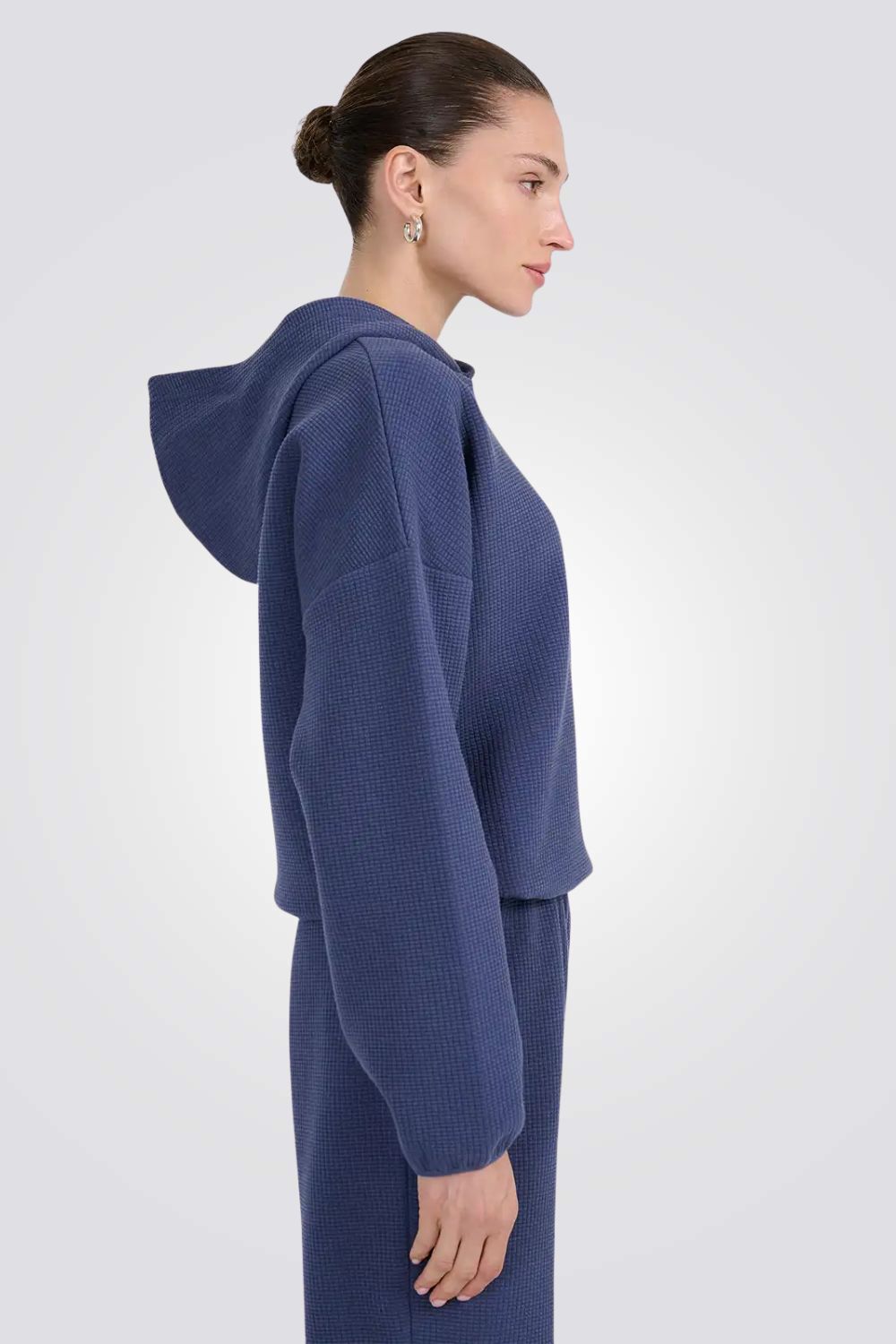 סווטשירט בטקסטורת וואפל ומכפלת מתכווננת לנשים| 4F