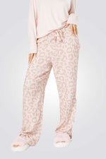 סט פיג’מה ריב LEOPARD ורודה