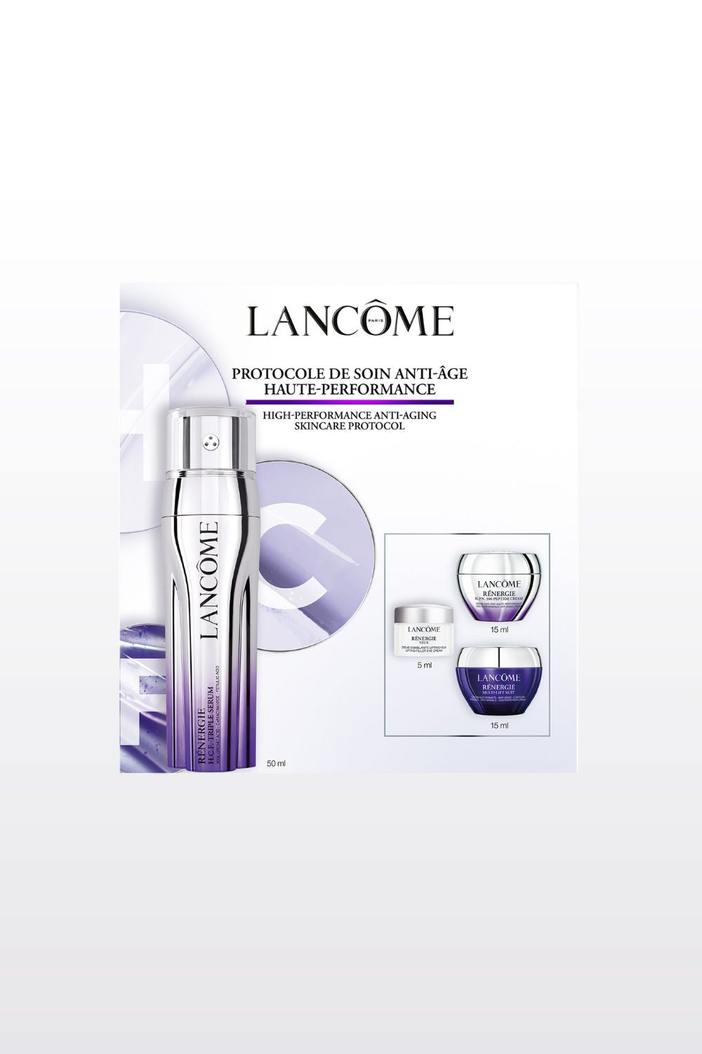 מארז טיפוח לאישה סרום 50 מ"ל + קרם יום 15 מ"ל + קרם לילה 15 מ"ל + קרם עיניים 5 מ"ל Renergie Triple Serum