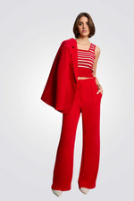 גופיית סריג הדפס פסים בצבע אדום/לבן