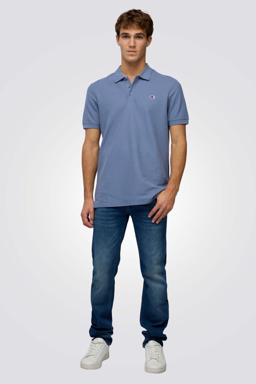 חולצת פולו בצבע ירוק כהה עם לוגו | צ'מפיון 