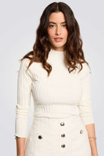 חולצת סריג עם צווארון גבוה לנשים| מורגן