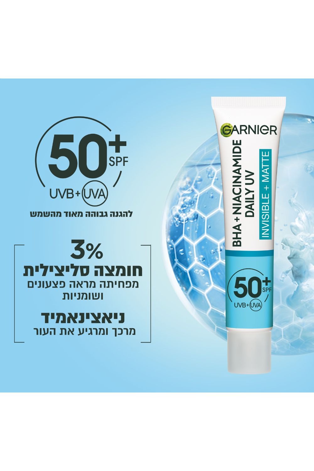 תחליב לחות UV ניאצינאמיד 40 מ"ל