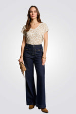 חולצת סריג הדפס מנומר 