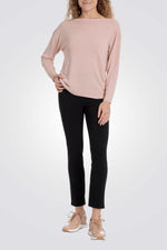 סריג צווארון סירה בצבע ורוד בהיר