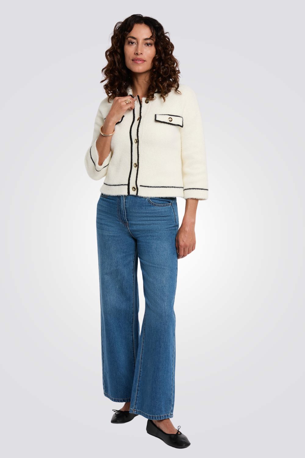 קרדיגן אלגנטי לנשים בצבע לבן | מורגן