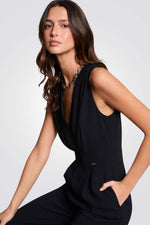 אוברול ארוך Wide Leg בצבע נייבי