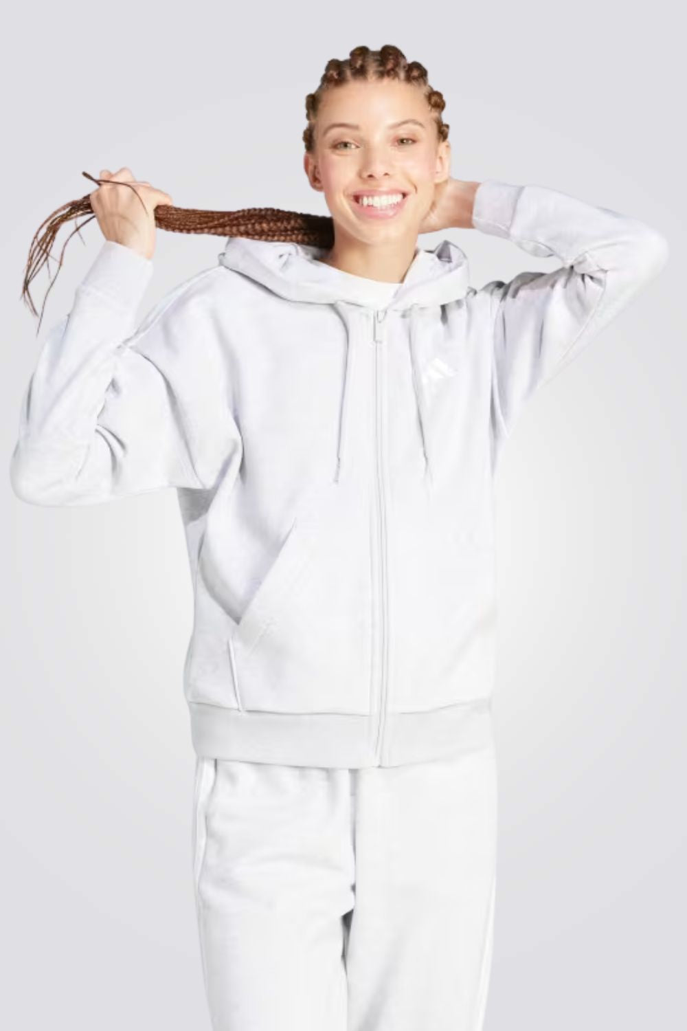 סווטשירט קפוצ'ון לנשים בצבע אפור