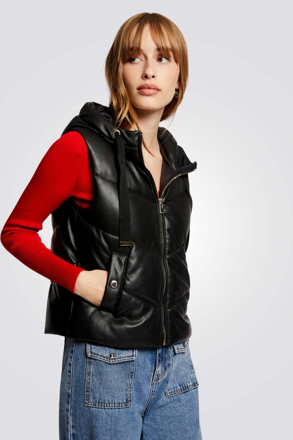 מעיל ווסט עם קפוצ'ון לנשים | מורגן