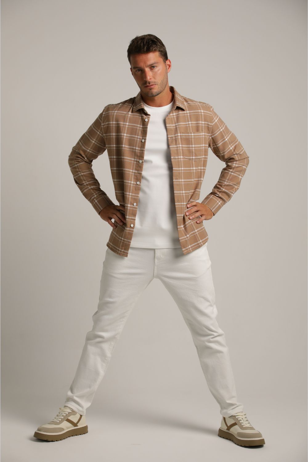 חולצת פלאנל מכופתרת בעיצוב משבצות | קנת קול