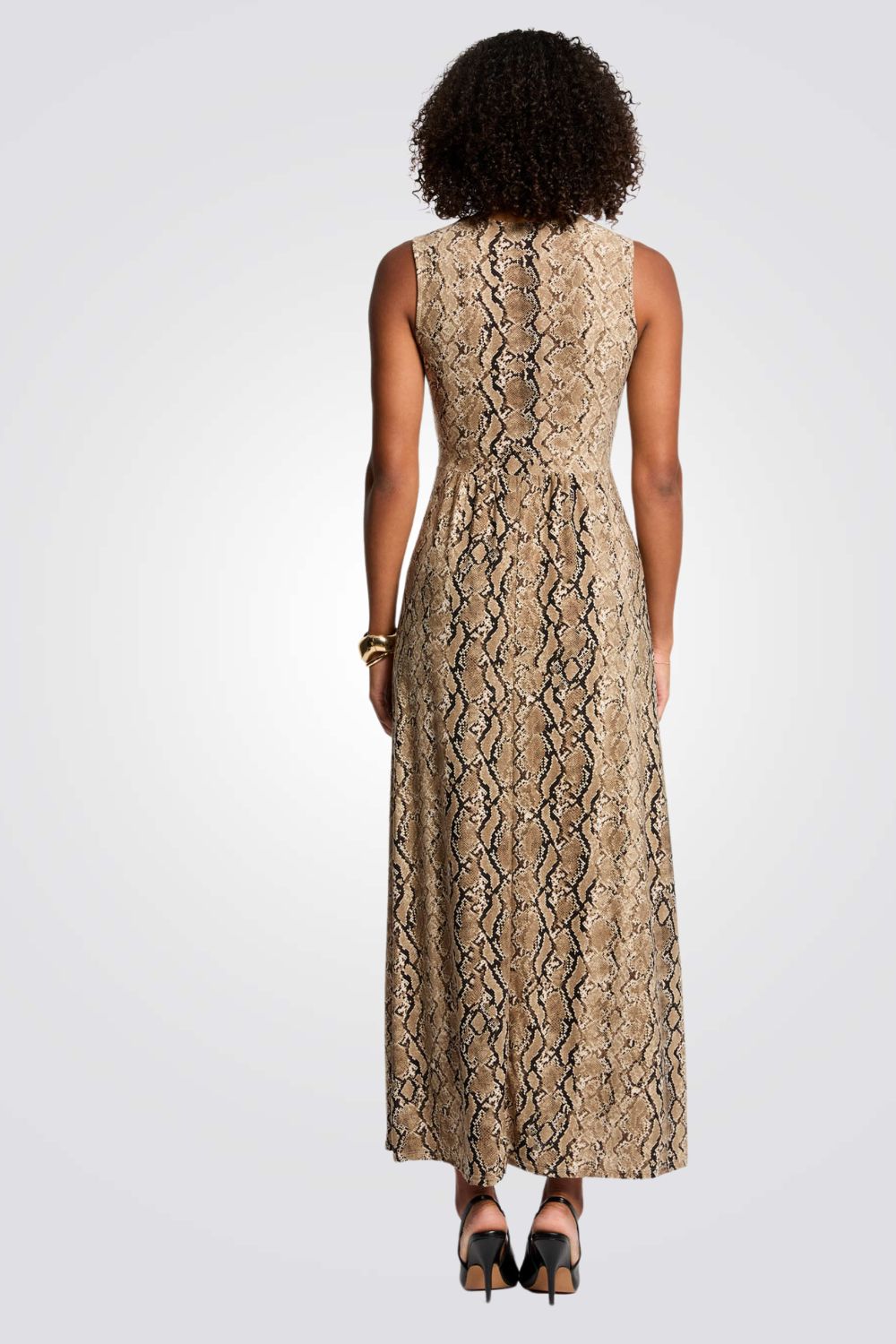 שמלת מקסי הדפס מנוחש 