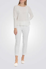 סריג דק דיטיילס פייטים בצבע לבן