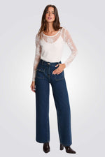 חולצת תחרה עם שרוולים ארוכים | מורגן