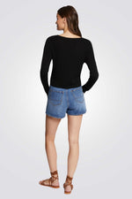 קרדיגן סגירת כפתור דיטיילס מטאלי בצבע שחור