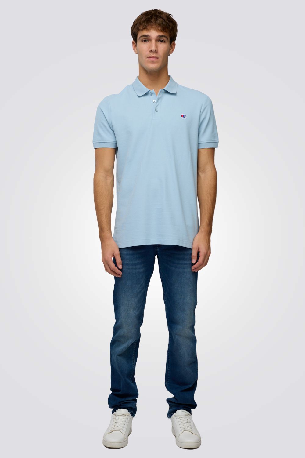 חולצת פולו בצבע תכלת עם לוגו | צ'מפיון 