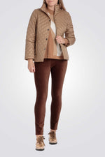 מעיל מרופד דק צווארון גבוה בצבע בז'