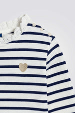 טישירט פסים ארוכה בשילוב תחרה | אוקיידי