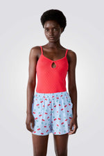 מכנסי פיג'מה קצרים בהדפס משבצות עם דובדבנים | איתם